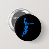 Sketll Speler Slam Dunk Blauwe Vlammen Abstracte K Ronde Button 5,7 Cm (Voorkant /achterkant)