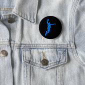 Sketll Speler Slam Dunk Blauwe Vlammen Abstracte K Ronde Button 5,7 Cm (In situ)