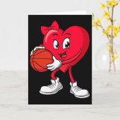 Sketll Valentine's Day Cute Red Heart Player Girls Kaart (Gele Bloem)