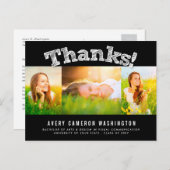 Sketting Bedankt Multi 3 Foto Afstuderen Hartelijk Briefkaart (Voorkant / Achterkant)