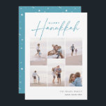 Sketting Cursive 6 Foto Collage Hanukkah Feestdagenkaart<br><div class="desc">Deel de eer met deze moderne Hanukkah-vakantiekaarten met 6 van uw favoriete foto's in een rastercollage. "Happy Hanukkah" staat bovenaan in klassiek serif en casual handgeschetst cursief script. Pas uw familienaam aan en het jaar rechtsonder aan.</div>