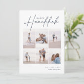 Sketting Cursive 6 Foto Collage Hanukkah Feestdagenkaart (Staand voorkant)