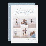 Sketting Cursive 6 Foto Collage Hanukkah Feestdagenkaart<br><div class="desc">Deel de eer met deze moderne Hanukkah-vakantiekaarten met 6 van uw favoriete foto's in een rastercollage. "Happy Hanukkah" staat bovenaan in klassiek serif en casual handgeschetst cursief script. Pas uw familienaam aan en het jaar rechtsonder aan.</div>