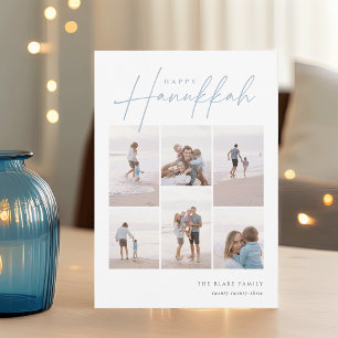 Sketting Cursive 6 Foto Collage Hanukkah Feestdagenkaart