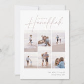 Sketting Cursive 6 Foto Collage Hanukkah Feestdagenkaart (Voorkant)