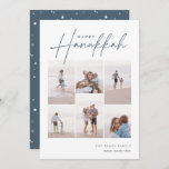 Sketting Cursive 6 Foto Collage Hanukkah Feestdagenkaart<br><div class="desc">Deel de eer met deze moderne Hanukkah-vakantiekaarten met 6 van uw favoriete foto's in een rastercollage. "Happy Hanukkah" staat bovenaan in klassiek serif en casual handgeschetst cursief script. Pas uw familienaam aan en het jaar rechtsonder aan.</div>