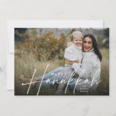Sketting Cursive Full Photo Hanukkah Feestdagenkaart (Voorkant)