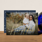 Sketting Cursive Full Photo Hanukkah Folie Feestdagenkaart