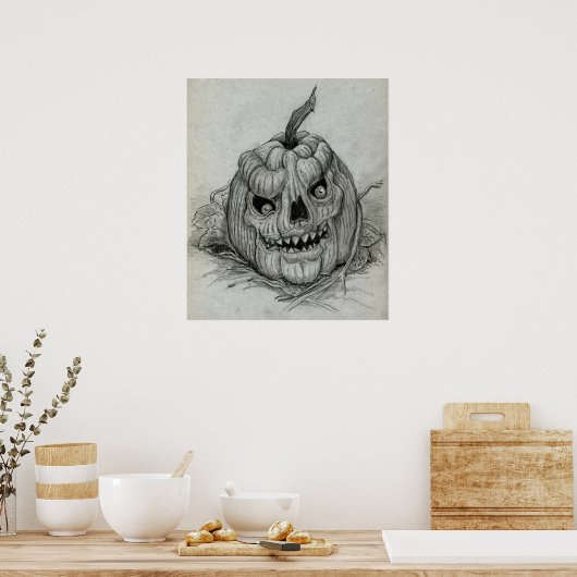 Sketting Evil Pumpkin Poster (Keuken)