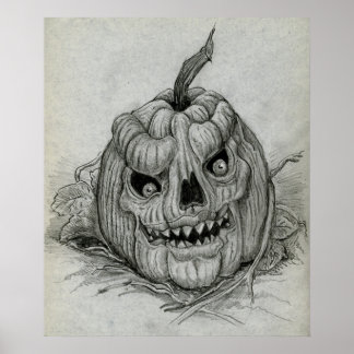 Sketting Evil Pumpkin Poster