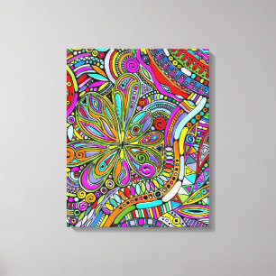 Sketting Fantasy Art - Abstracte bloemen 1 Canvas Afdruk
