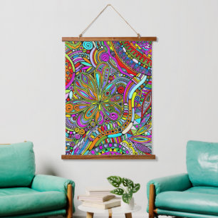 Sketting Fantasy Art - Abstracte bloemen 1 Hangend Wandkleed