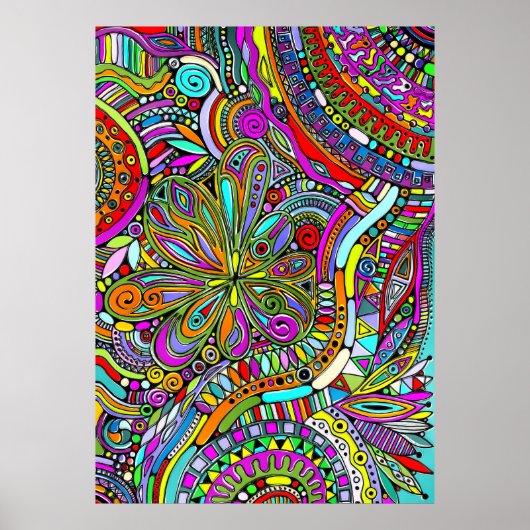 Sketting Fantasy Art - Abstracte bloemen 1 Poster (Voorkant)