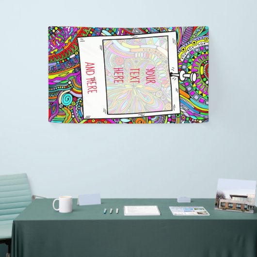 Sketting Fantasy Art - Abstracte bloemen 1 Spandoek (Beurs)