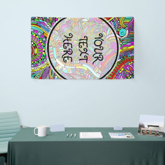 Sketting Fantasy Art - Abstracte bloemen 1 Spandoek (Beurs)