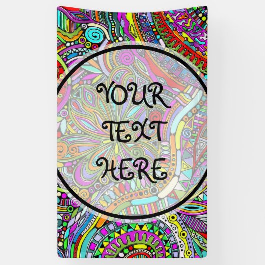 Sketting Fantasy Art - Abstracte bloemen 1 Spandoek (Verticaal)