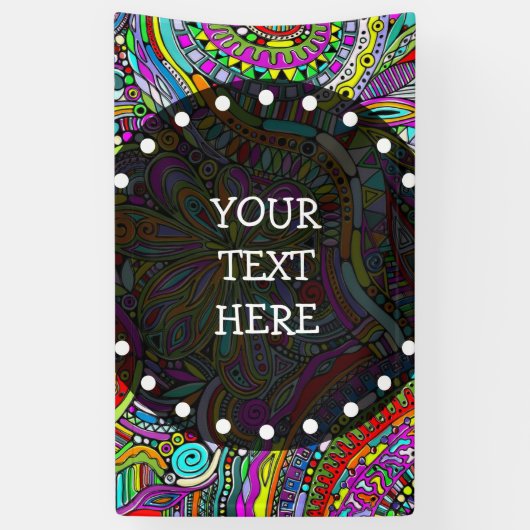 Sketting Fantasy Art - Abstracte bloemen 1 Spandoek (Verticaal)