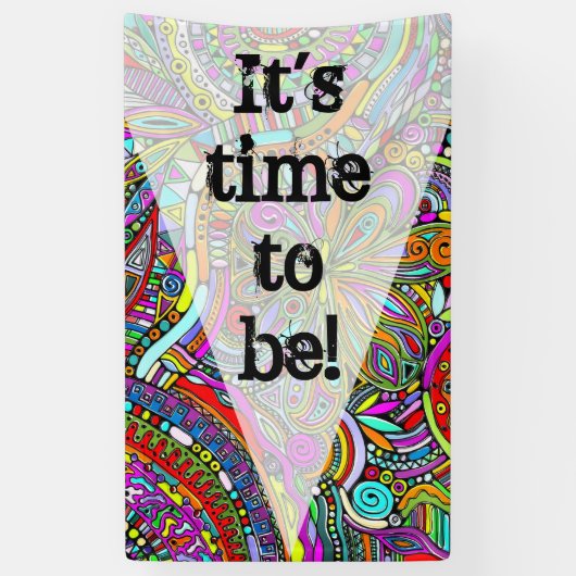 Sketting Fantasy Art - Abstracte bloemen 1 Spandoek (Verticaal)