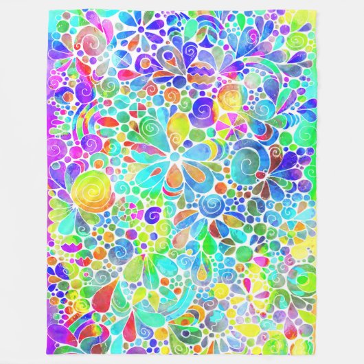 Sketting Fantasy Art - Abstracte bloemen 2 Fleece Deken (Voorkant)
