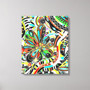 Sketting Fantasy Art - Abstracte bloemen 3 Canvas Afdruk
