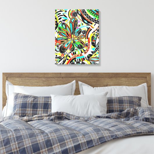 Sketting Fantasy Art - Abstracte bloemen 3 Canvas Afdruk (Insitu (Slaapkamer))