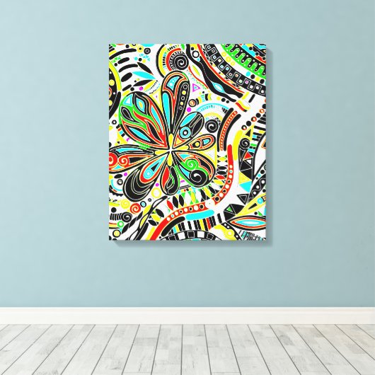 Sketting Fantasy Art - Abstracte bloemen 3 Canvas Afdruk (Insitu (Houten vloer))