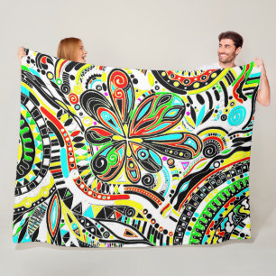 Sketting Fantasy Art - Abstracte bloemen 3 Fleece Deken