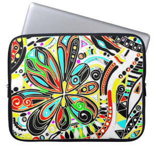 Sketting Fantasy Art - Abstracte bloemen 3 Laptop Sleeve