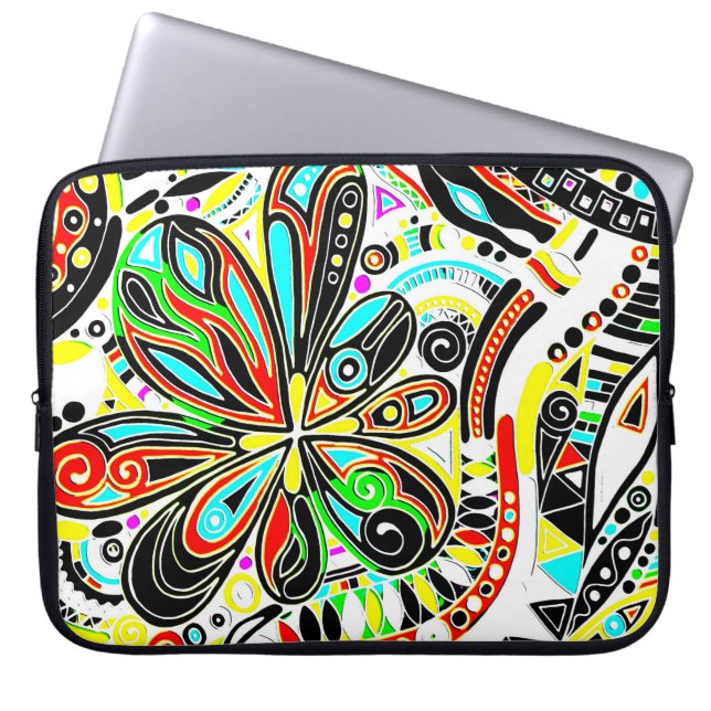 Sketting Fantasy Art - Abstracte bloemen 3 Laptop Sleeve (Voorkant)