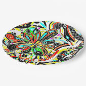 Sketting Fantasy Art - Abstracte bloemen 3 Papieren Bordje (Gekanteld)