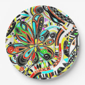 Sketting Fantasy Art - Abstracte bloemen 3 Papieren Bordje (Voorkant)