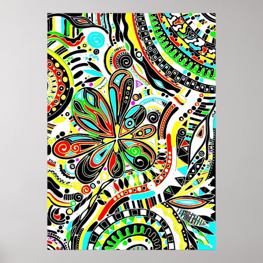 Sketting Fantasy Art - Abstracte bloemen 3 Poster (Voorkant)