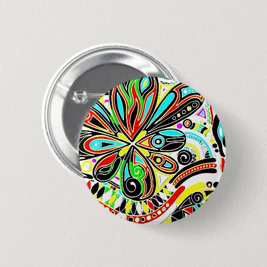 Sketting Fantasy Art - Abstracte bloemen 3 Ronde Button 5,7 Cm (Voorkant /achterkant)