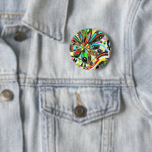 Sketting Fantasy Art - Abstracte bloemen 3 Ronde Button 5,7 Cm (In situ)