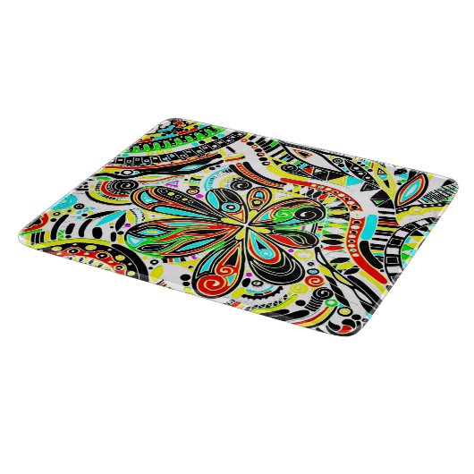 Sketting Fantasy Art - Abstracte bloemen 3 Snijplank (Hoek)