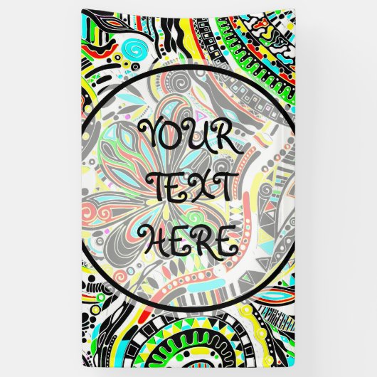 Sketting Fantasy Art - Abstracte bloemen 3 Spandoek (Verticaal)