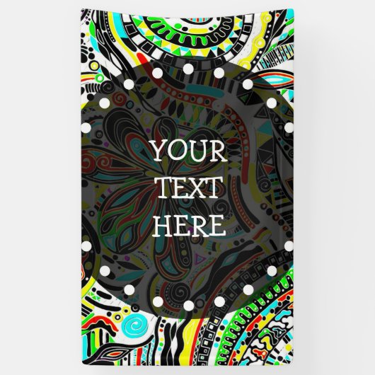 Sketting Fantasy Art - Abstracte bloemen 3 Spandoek (Verticaal)