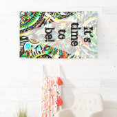 Sketting Fantasy Art - Abstracte bloemen 3 Spandoek (Insitu)