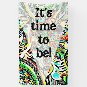 Sketting Fantasy Art - Abstracte bloemen 3 Spandoek