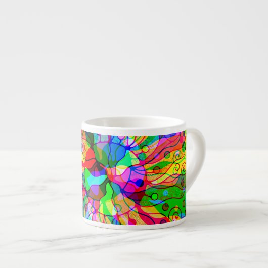Sketting Fantasy Art - Abstracte Neon Shift 1 Espresso Kop (Voorkant rechts)