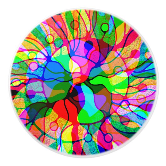 Sketting Fantasy Art - Abstracte Neon Shift 1 Keramische Knop (Voorkant)