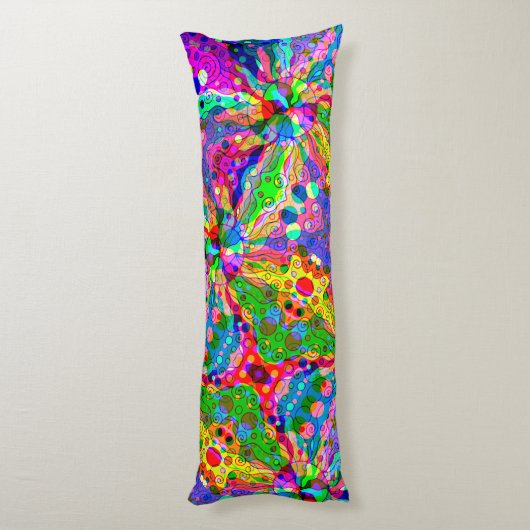 Sketting Fantasy Art - Abstracte Neon Shift 1 Lichaamskussen (Achterkant (Verticaal))