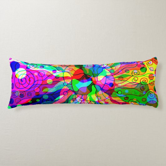 Sketting Fantasy Art - Abstracte Neon Shift 1 Lichaamskussen (Voorkant)