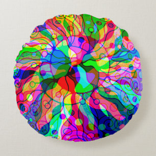 Sketting Fantasy Art - Abstracte Neon Shift 1 Rond Kussen