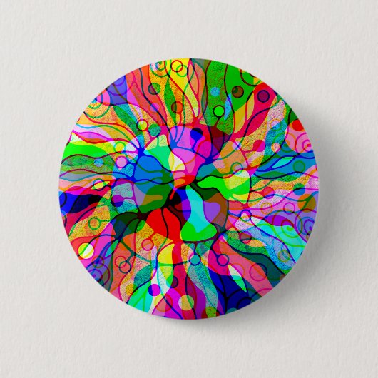 Sketting Fantasy Art - Abstracte Neon Shift 1 Ronde Button 5,7 Cm (Voorkant)