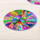 Sketting Fantasy Art - Abstracte Neon Shift 1 Ronde Kartonnen Onderzetter (Gebogen)