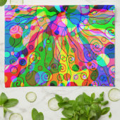 Sketting Fantasy Art - Abstracte Neon Shift 1 Theedoek (Gevouwen)