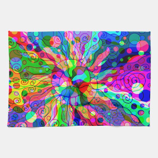 Sketting Fantasy Art - Abstracte Neon Shift 1 Theedoek (Horizontaal)