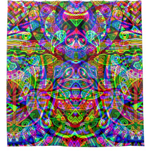 Sketting Fantasy Art - Abstracte Neon Shift 3 Douchegordijn (Voorkant)