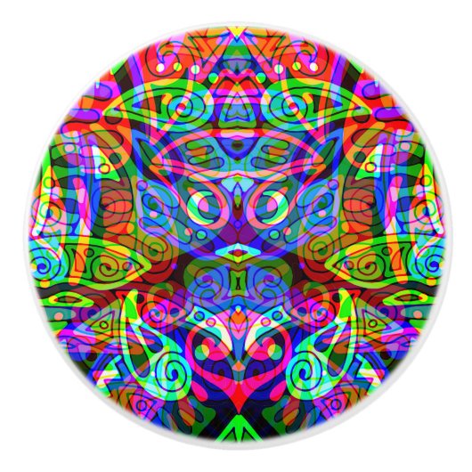 Sketting Fantasy Art - Abstracte Neon Shift 3 Keramische Knop (Voorkant)